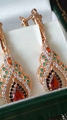 Vintage 1990-s 14 Ct Rolled Gold Ruby / Zircons Earrings-Hallmarked 585 RG