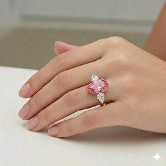 14k Rose Gold Engagement Ring 10.77ct Lab Grown Pink Diamond Pear Shape IGI