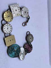 bracelet antique handmade 7″ long watch faces copper hardware ooak