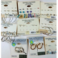 Lot Vintage Y2K Sensible Solutions Earrings Studs Hoops Nickel Free Deadstock