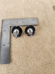 Vtg Black Plastic Rhinestone Screw Back Earrings