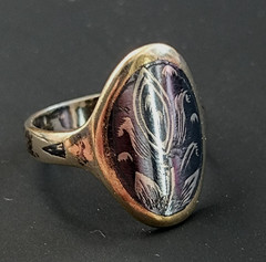 Vintage Silver Niello Ring Oval Floral Gold Frame Russian 875 Soviet Men Women
