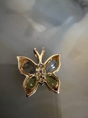 10k Gold Blue Topaz, Peridot & Diamond Accent Butterfly Pendant