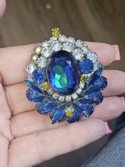 Large Vintage Juliana D&E Blue Watermelon Statement Brooch Pendant Book Piece BO