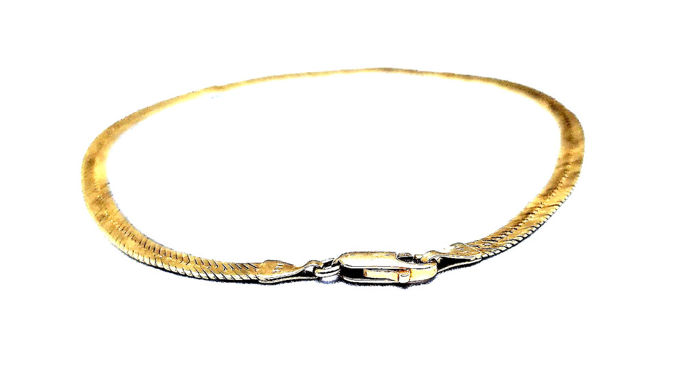 Vintage 14K Yellow Gold ITALY Herringbone Bracelet 8-1/16″ x 4 mm 4.7 Grams