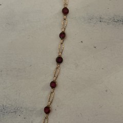 VTG Simmons Art Deco Bracelet Red Faceted Glass 10k Gold Filled Links Signed