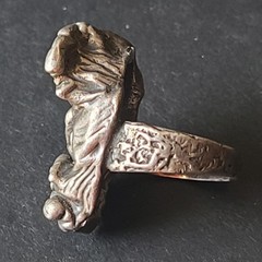 VTG MCM Sterling Silver Brutalist Modernist Abstract Embrace Statement Ring Sz 7