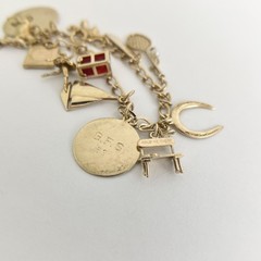 Vintage 1940’s 1950’s Horse Boat Charm Bracelet 14K Yellow Gold, 22.09 Grams