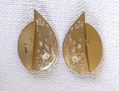 Vintage Edgar Berebi Earrings Statement Modern Art Gold-toned Pierced Open Large