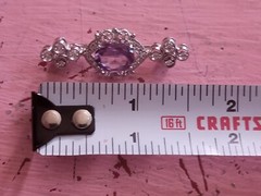 Vintage ladies purple color austrain crystal brooch & cubic zirconia dainty