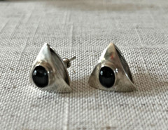 Vintage Silver and Black Onyx Earrings Art Deco …