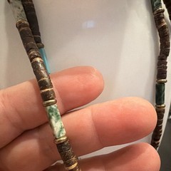 Turquoise Heishi Beaded Necklace Strand, Stone, Brown Blue Green Unisex