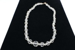 J4I Vintage Art Deco Sterling Silver Faceted Graduated Crystal Glass Necklace