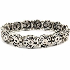 WESTERN COWGIRL VINTAGE 12 GAUGE SHOTGUN SHELL STRETCHABLE BRACELET SILVER ONLY