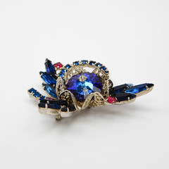 Juliana Delizza Elster Brooch Rivoli Margarita Blue Crystal Rhinestone Brooch
