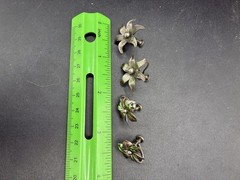 Vintage Sterling Silver 925 Flower Stud Earrings Screw Back Closure No Stone