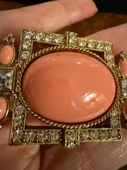 Vintage 1995 Elizabeth Taylor for Avon brooch pin pink cabochon with rhinestones