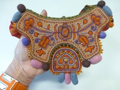 Tatiana Vorotnikova Kygyz Felt Silk Embroidered Ethnic Necklace Artisan Vintage