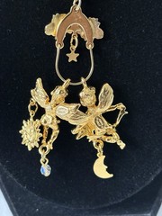 Vintage KIRKS FOLLY Charm Holder Necklace with Celestial Cherub Charm,FJT
