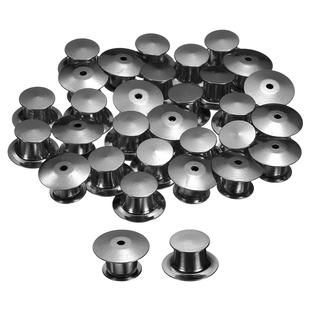 30Pcs Metal Locking Pin Backs, Pin Keepers Locking Clasp, Metallic Black
