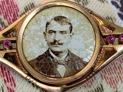 Victorian Jewellery SILB.DOUBLE Mourning Photo Pin Brooch Memento Mori c.1900
