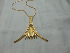 vtg MMA Egyptian signed 1976 King Tut Lotus Flower replica pendant necklace