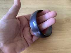Vintage Moonglow Bangle Bracelets 2 Purple Grey Thermoset Glows Low Profile