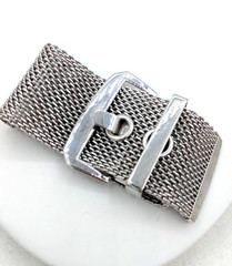 Vintage Mesh Bracelet Wide Adjustable Belt Buckle Statement Cuff