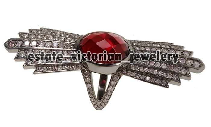 2.90Ctw Rose Cut Diamond Ruby Studded Silver Vintage Style Gorgeous Ring Jewelry