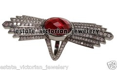 2.90Ctw Rose Cut Diamond Ruby Studded Silver Vintage Style Gorgeous Ring Jewelry