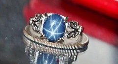 10k white gold ring 2.5ct natural blue star diffused sapphire sz 9 antique 3.4gr