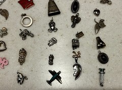 100 Assorted Vintage Charms Sterling and Others Lot