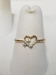 Art Deco Style Heart Cut Lab Created Diamond 14k Yellow Gold FN Engagement Ring