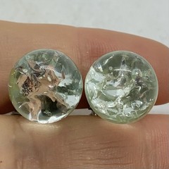 Vtg Clear Crackle Glass Orb Ball Bead Chunky Stud Earrings Clip Huggie