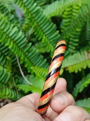Vintage Art Deco Celluloid Bracelet Bangle Candy Striped Carved A Real Find!