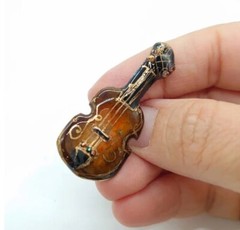 Violin – Japanese cloisonné enamel Pin Badge Brooch Made-to-order NEW