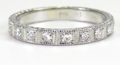 Antique Art Deco Diamond Wedding Band 17K White Gold EGL USA Ring Size 7.25 UK-O