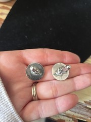 Vtg Polished Silver Tone Round Disc Cufflinks with Bullet Back Closures