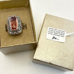 Sarda Sterling Silver Ring Melon Quartz Pebbled Sz 9 JTV Caviar Bali 925