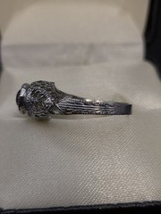 Antique / Vintage Art Deco Filigree Ring Clear Glass Stone Size 6.5 Silver Tone