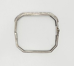 Antique square shape Art Deco sterling silver and blue crystals bracelet