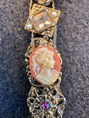 Gorgeous Vintage 1960’s GOLDETTE Gold Victorian Revival Slide Charm Bracelet