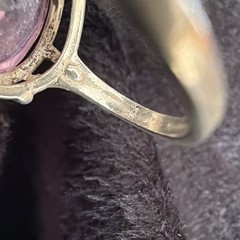 Vtg Sterling Silver Ring .925 Sz 7 Large Pear Pink Stone Cocktail Statement