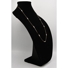 Vintage Station Chain Necklace White Pearl White Beaded Gold Tone 1990s Bin6B