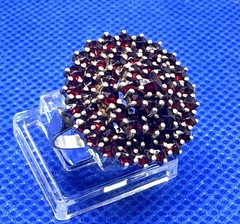 X11 Antique 3 Level 60 x Red Garnet, 900 Silver Ring size 5.0 BOHO 1890-1920