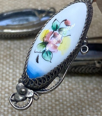 Vintage porcelain service, “Rostov finift” USSR. Hand-painted FLOWERS, Enamel.