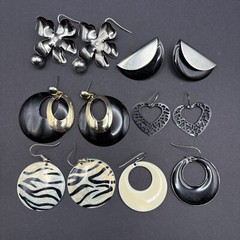Vintage to Now Dangle Drop Earrings Lot of 6 Post Back Pierced Ear Silver Tone