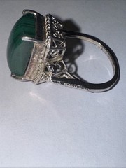 Vintage Sterling Silver Malachite Ring 925 Size 6.75