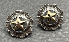 Vintage Silver And Gold Tone Star Earrings Western Southwestern Concho Style