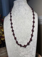 Genuine Almandine Garnet Unusual Cluster Station Bead Necklace Clasp-Free 26″